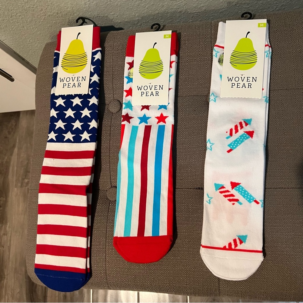 NWT Woven Pear Patriotic Sock Bundle - Red, White + Blue